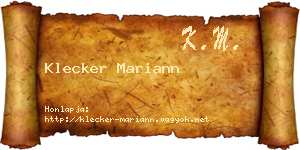 Klecker Mariann névjegykártya