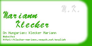 mariann klecker business card